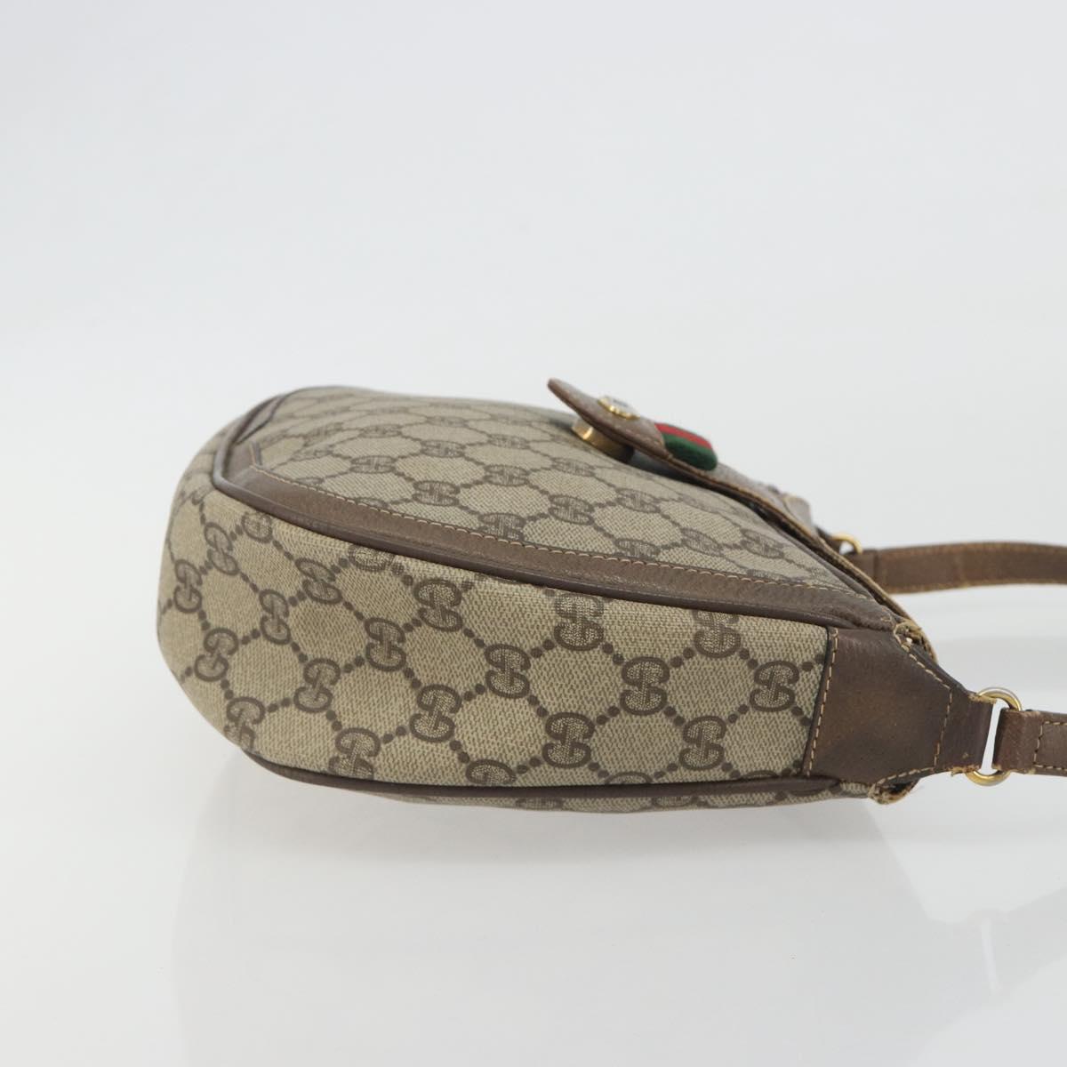 GUCCI GG Supreme Shoulder Bag PVC Leather Beige Gold Tone 10 02 056 Auth ep15307