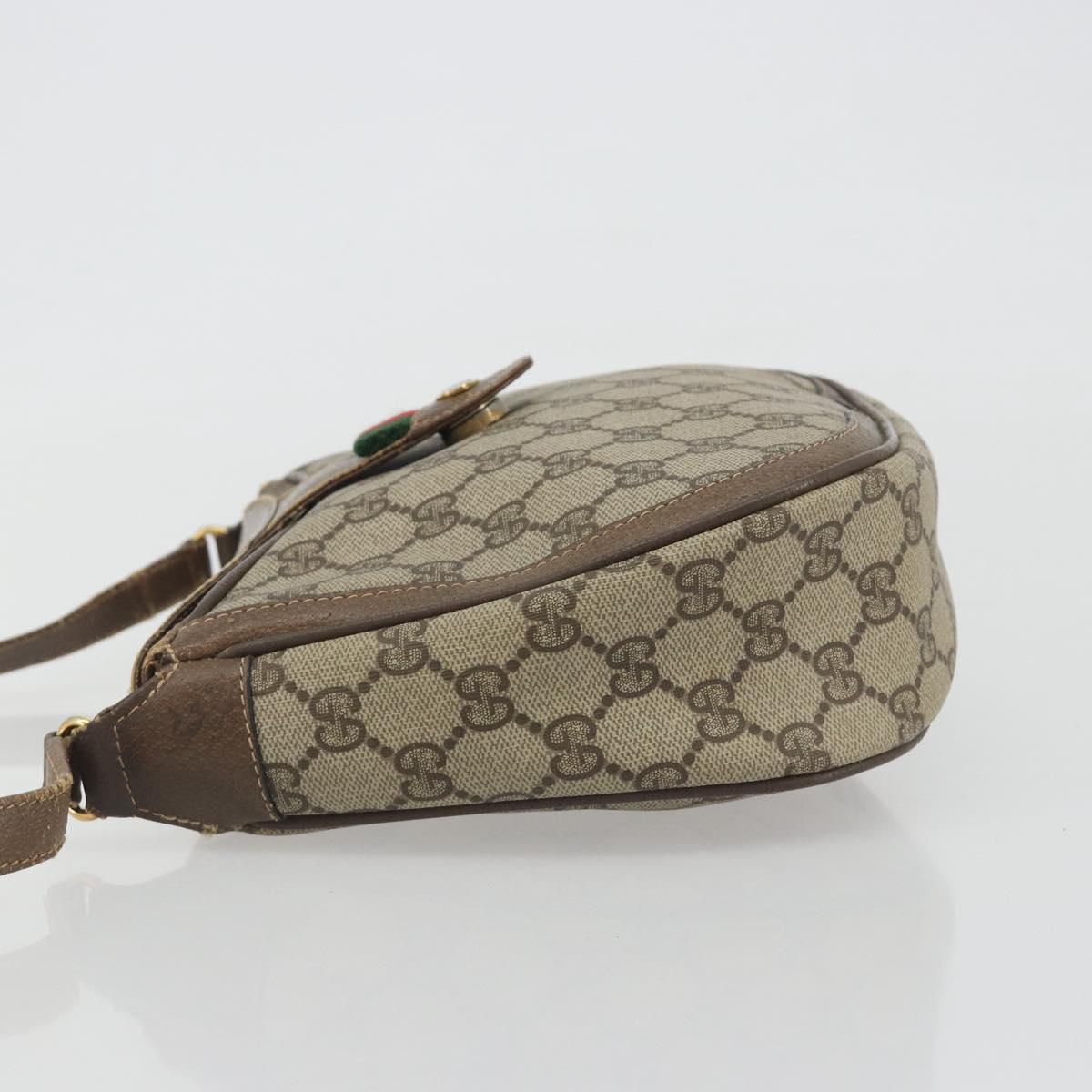 GUCCI GG Supreme Shoulder Bag PVC Leather Beige Gold Tone 10 02 056 Auth ep15307