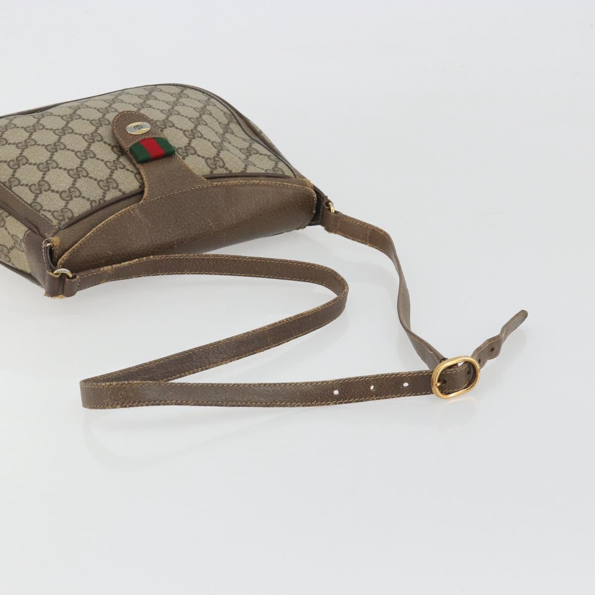GUCCI GG Supreme Shoulder Bag PVC Leather Beige Gold Tone 10 02 056 Auth ep15307