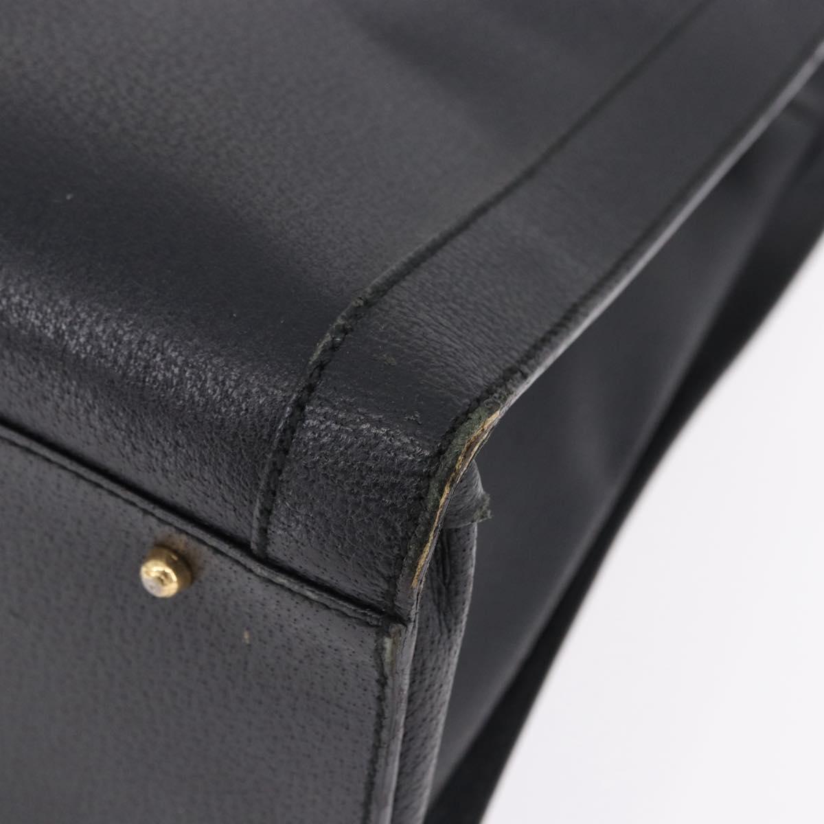 GUCCI Bamboo Hand Bag Leather Black Gold Tone 002 1186 0259 Auth ep15308