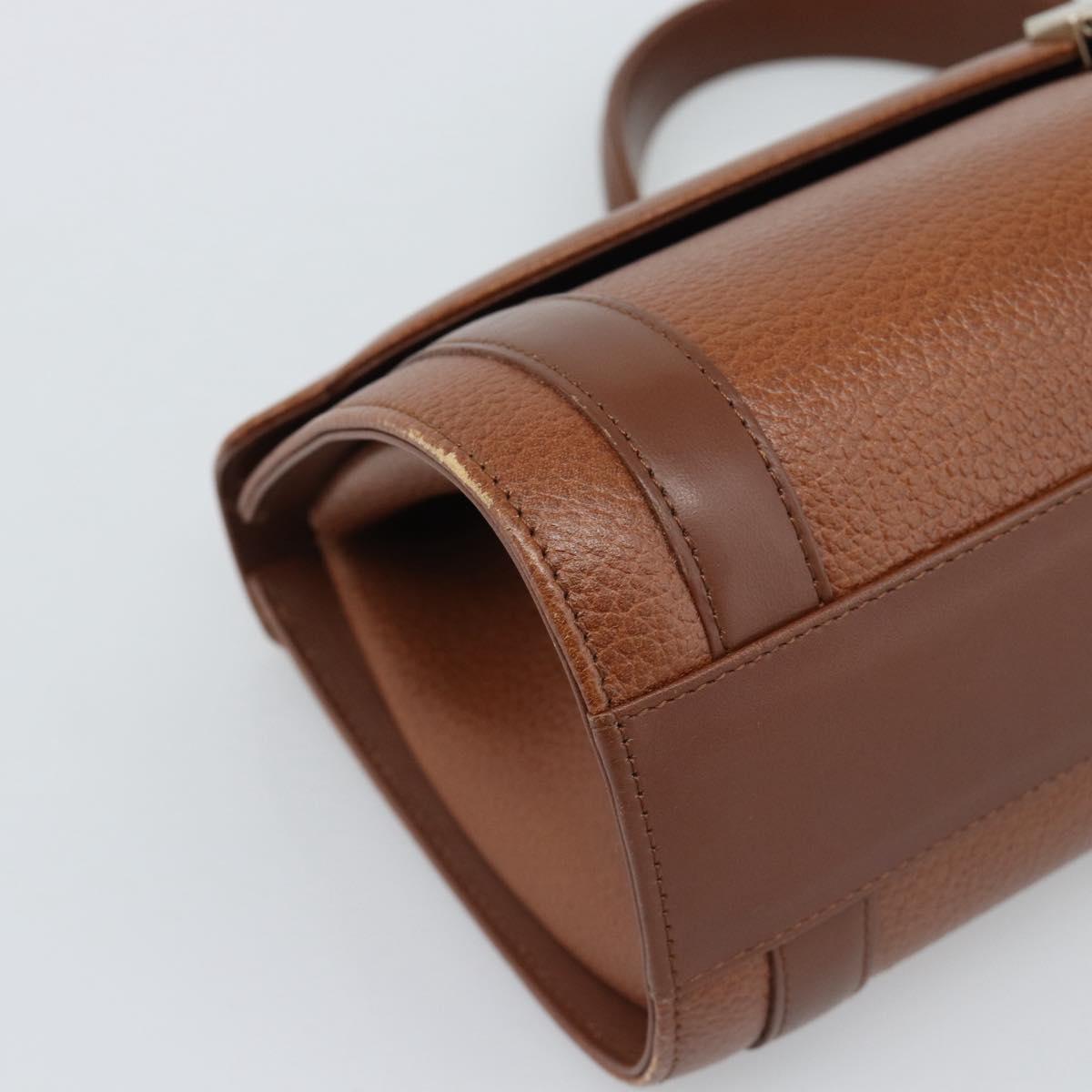 Burberrys Hand Bag Leather Brown Gold Tone Auth ep15309