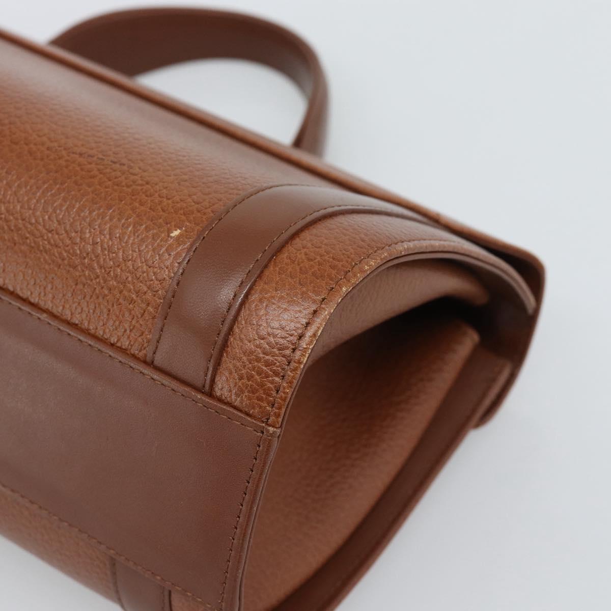 Burberrys Hand Bag Leather Brown Gold Tone Auth ep15309