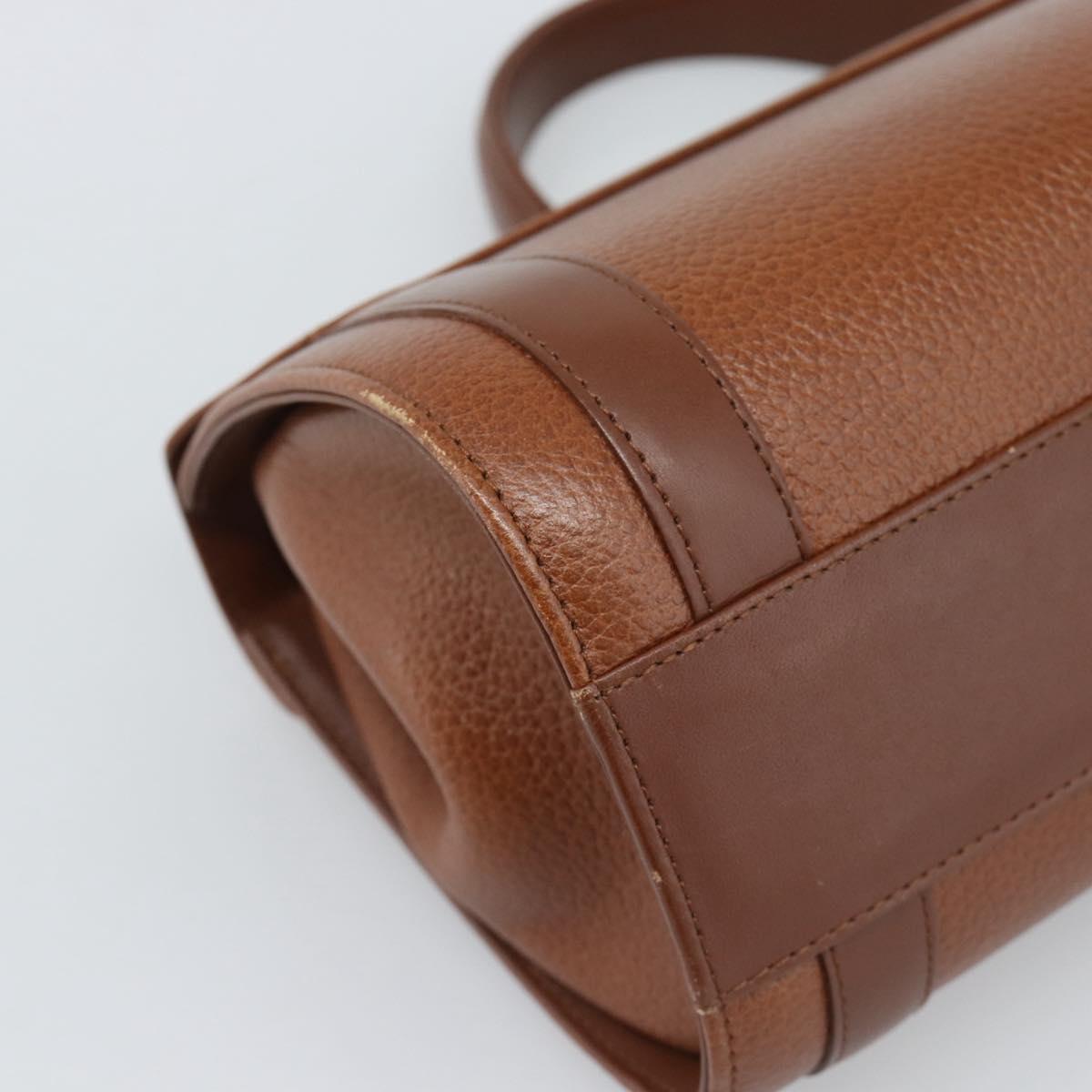 Burberrys Hand Bag Leather Brown Gold Tone Auth ep15309
