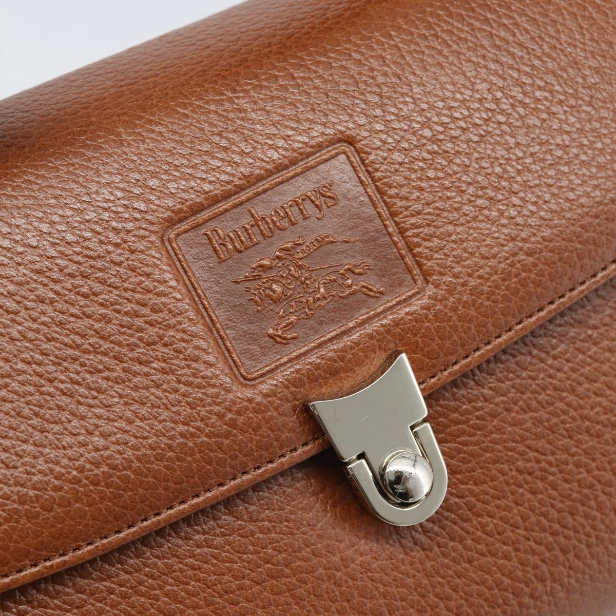 Burberrys Hand Bag Leather Brown Gold Tone Auth ep15309