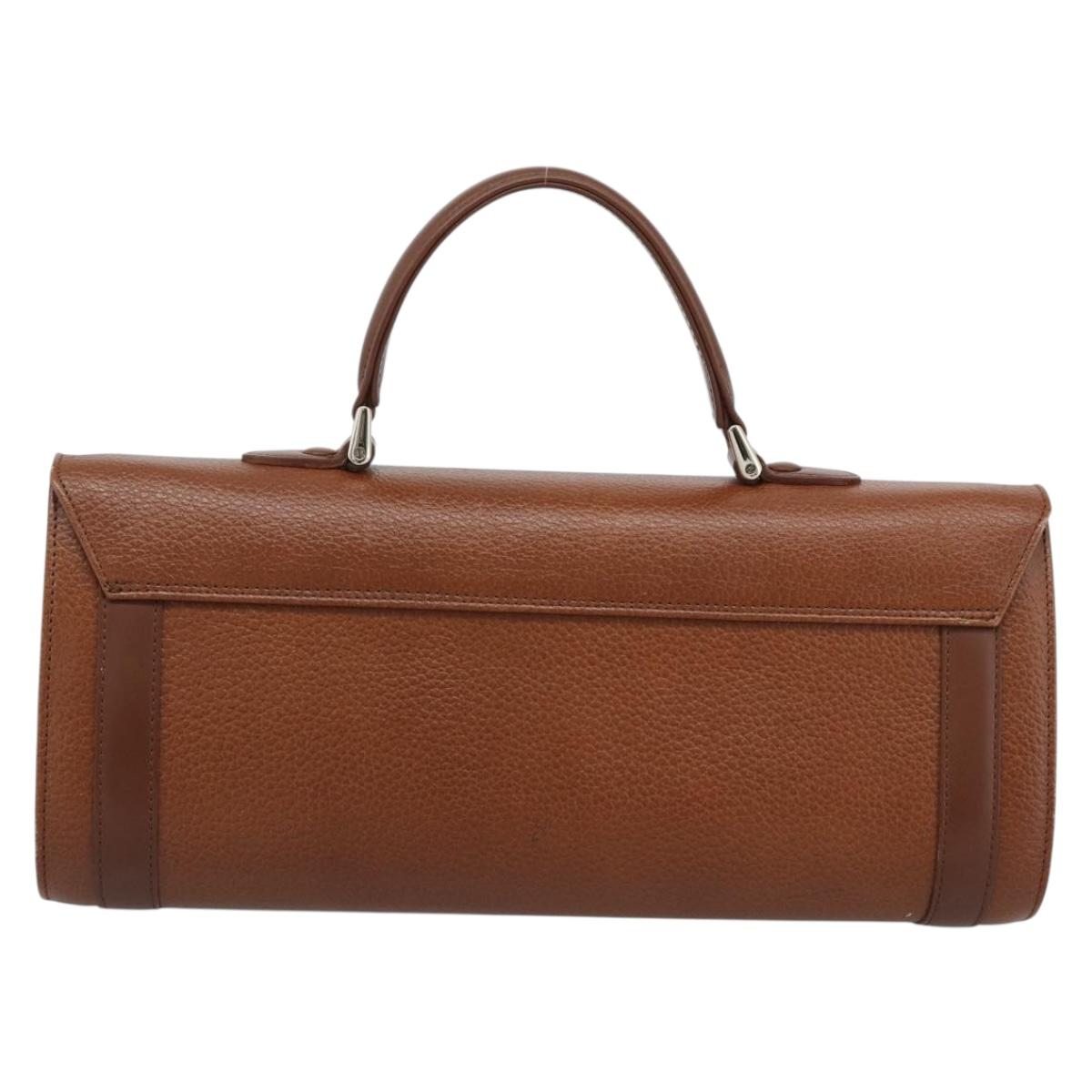 Burberrys Hand Bag Leather Brown Gold Tone Auth ep15309