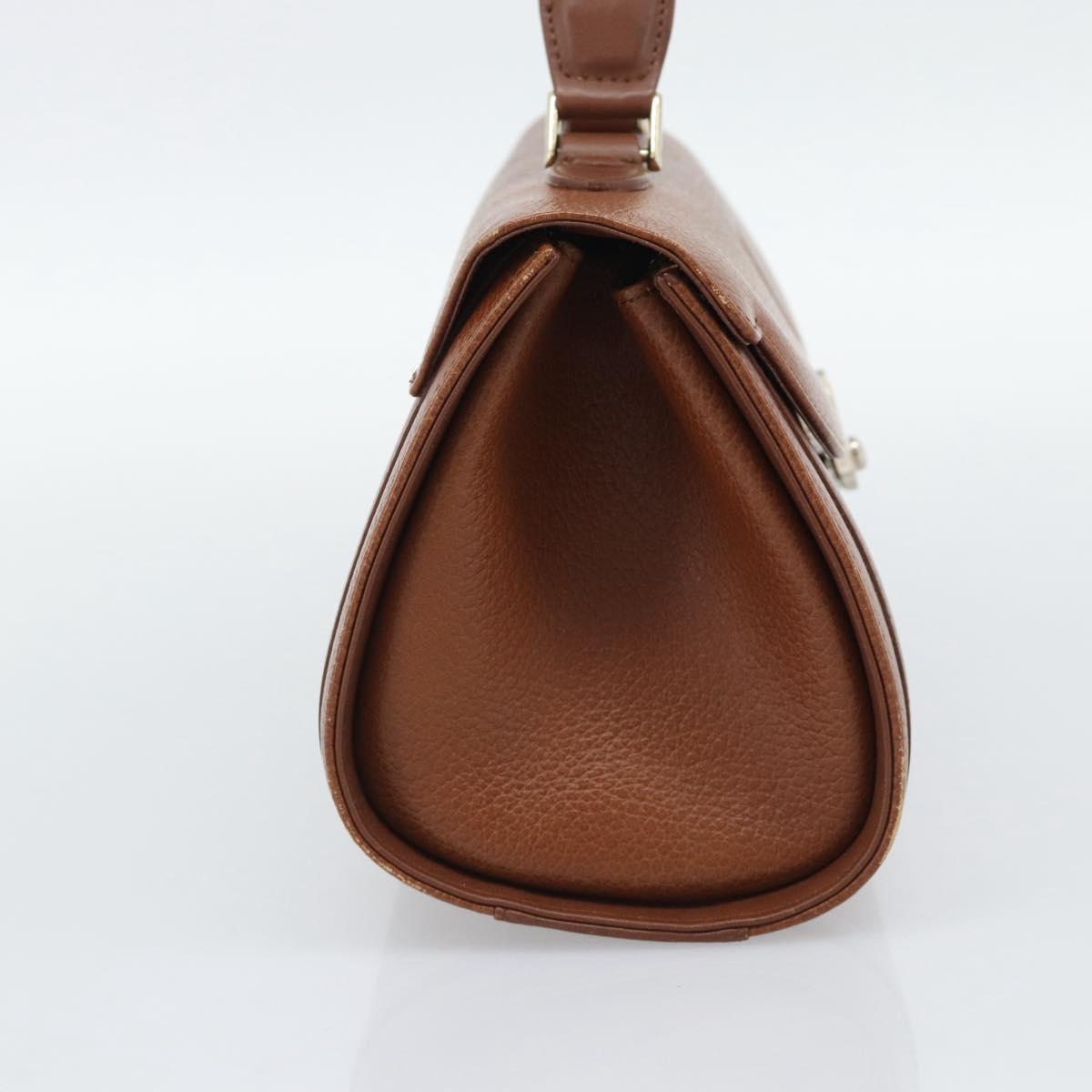 Burberrys Hand Bag Leather Brown Gold Tone Auth ep15309