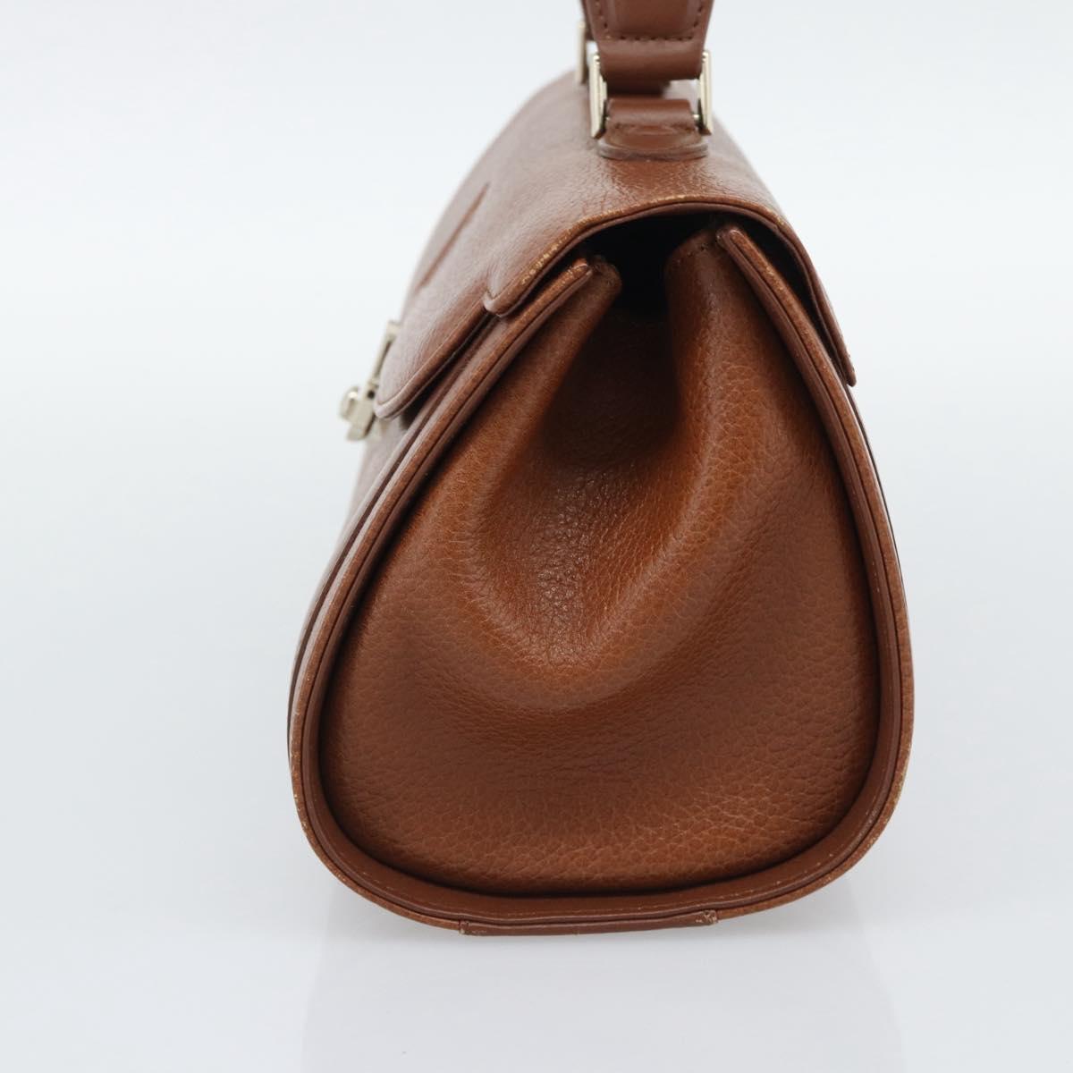 Burberrys Hand Bag Leather Brown Gold Tone Auth ep15309