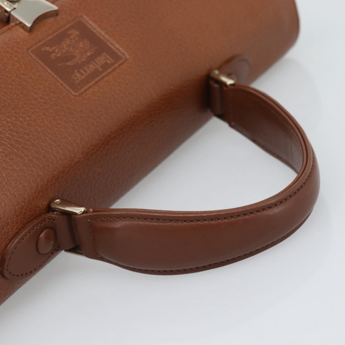 Burberrys Hand Bag Leather Brown Gold Tone Auth ep15309