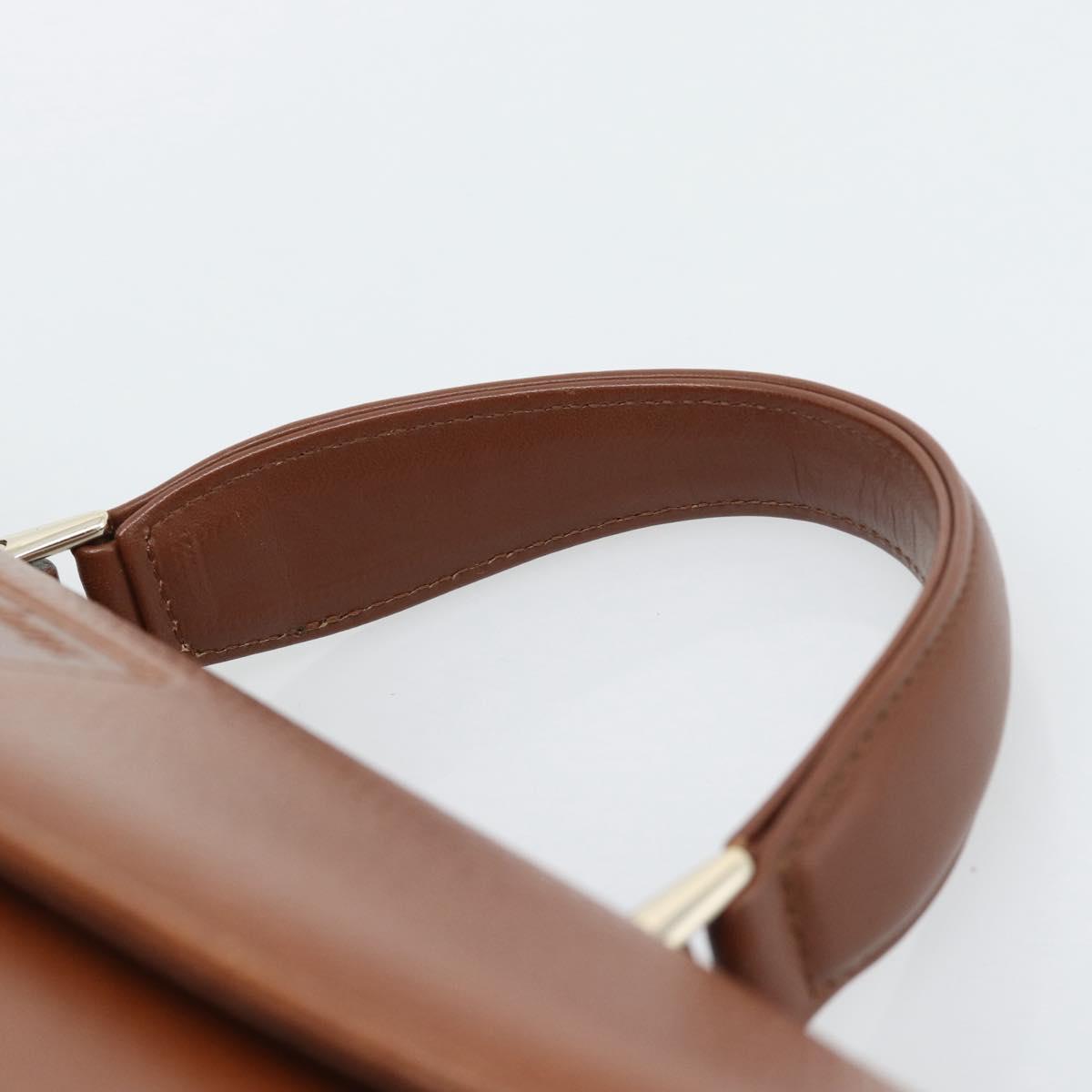 Burberrys Hand Bag Leather Brown Gold Tone Auth ep15309
