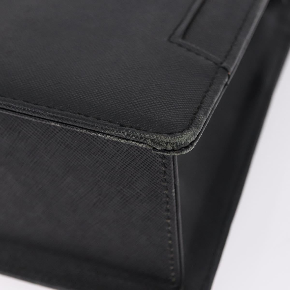 BURBERRY Business Bag Leather Black Silver Auth ep15311