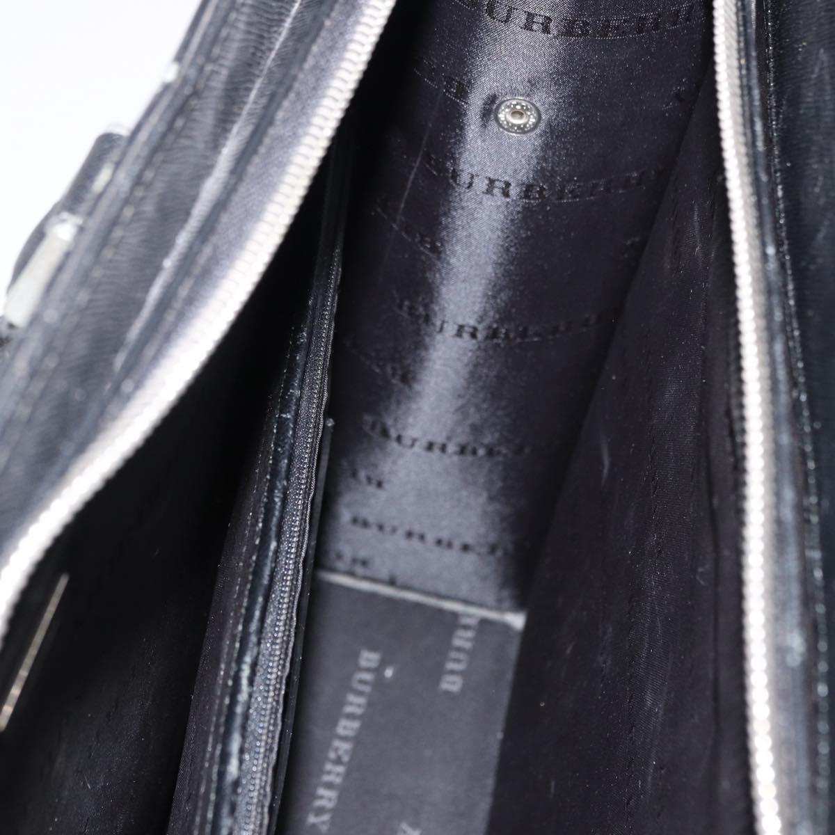 BURBERRY Business Bag Leather Black Silver Auth ep15311