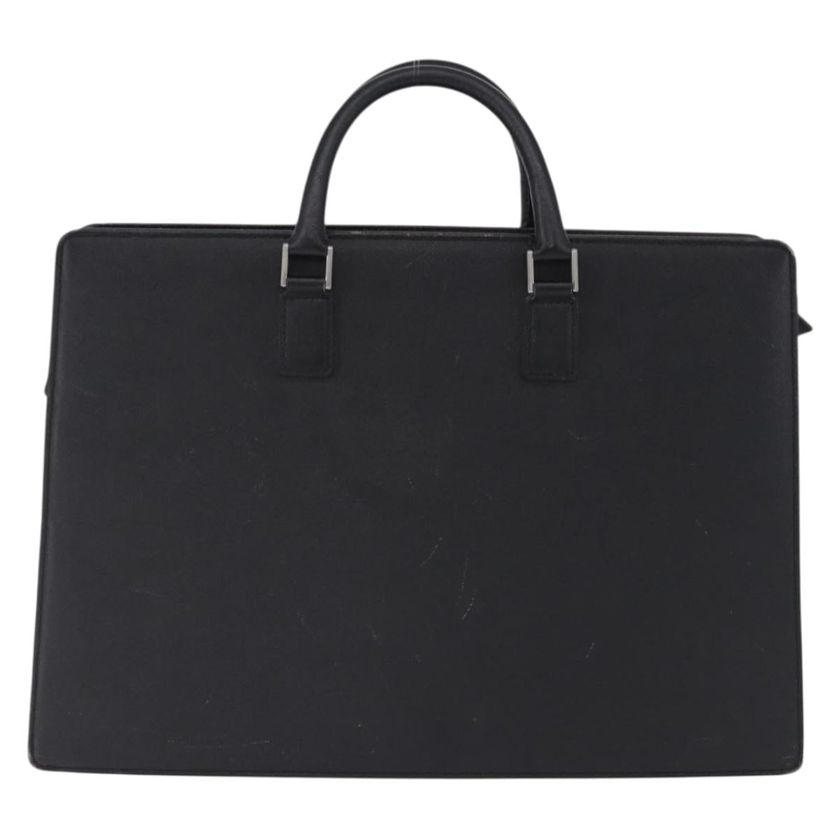 BURBERRY Business Bag Leather Black Silver Auth ep15311