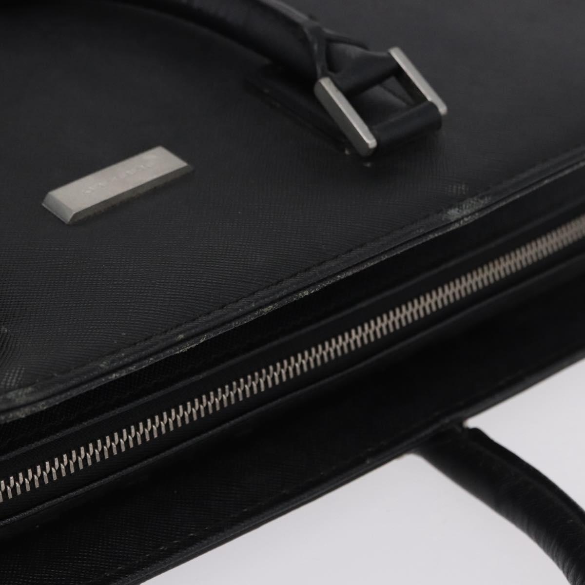 BURBERRY Business Bag Leather Black Silver Auth ep15311