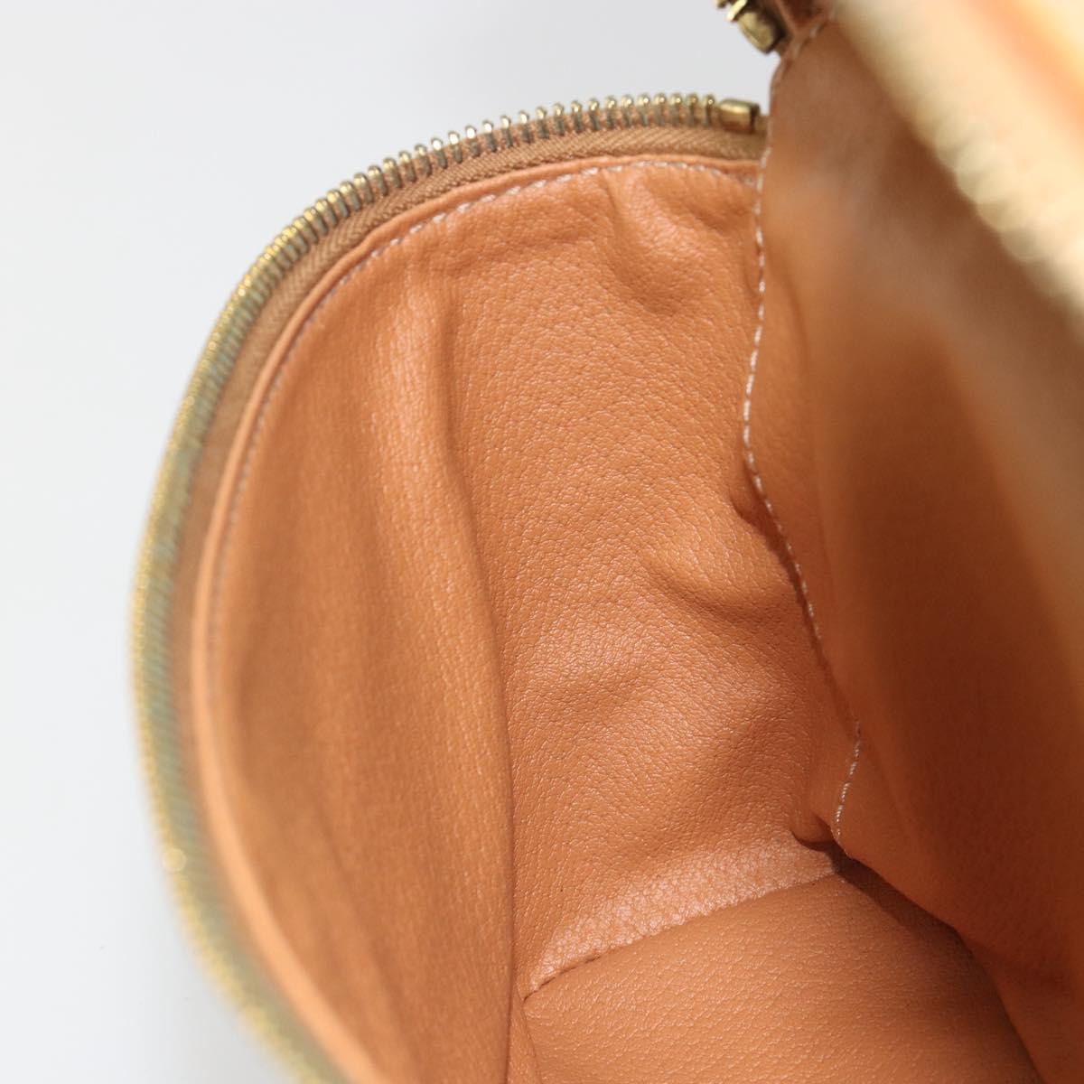 CELINE Macadam Vanity Cosmetic Pouch PVC Leather Brown Gold Tone Auth ep15314A