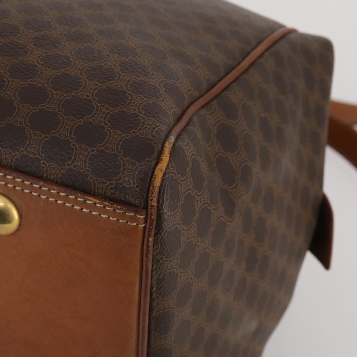CELINE Macadam Boston Bag PVC Leather 2way Brown Gold Tone Auth ep15316