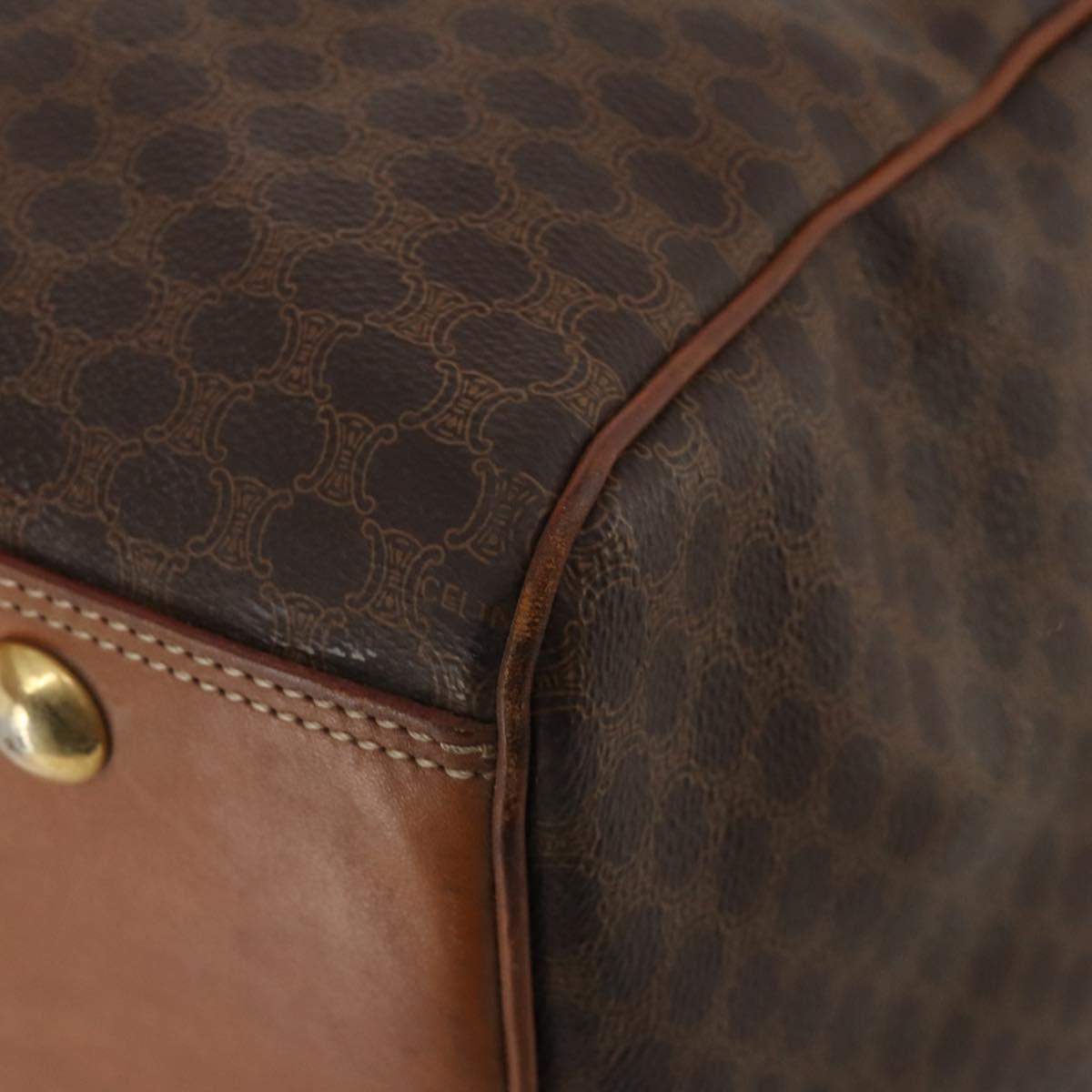 CELINE Macadam Boston Bag PVC Leather 2way Brown Gold Tone Auth ep15316