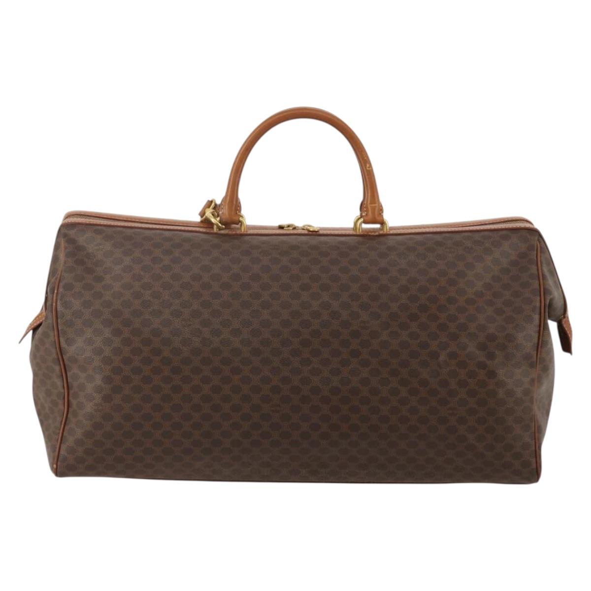 CELINE Macadam Boston Bag PVC Leather 2way Brown Gold Tone Auth ep15316