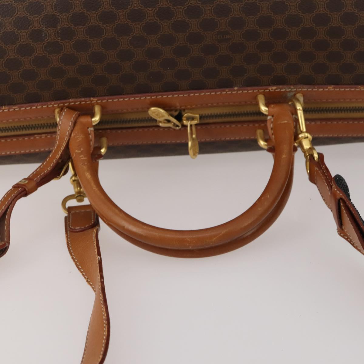 CELINE Macadam Boston Bag PVC Leather 2way Brown Gold Tone Auth ep15316