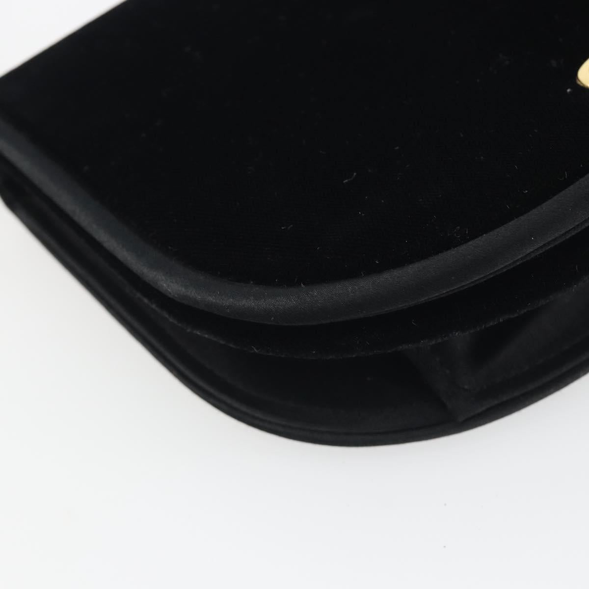 GUCCI Shoulder Bag Velor Black Gold Tone Auth ep15318
