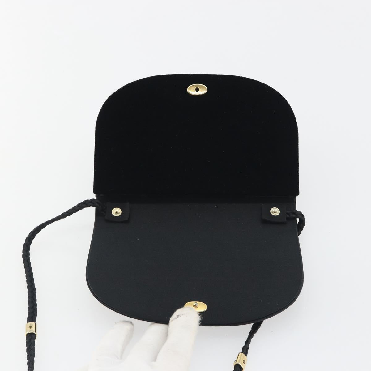GUCCI Shoulder Bag Velor Black Gold Tone Auth ep15318