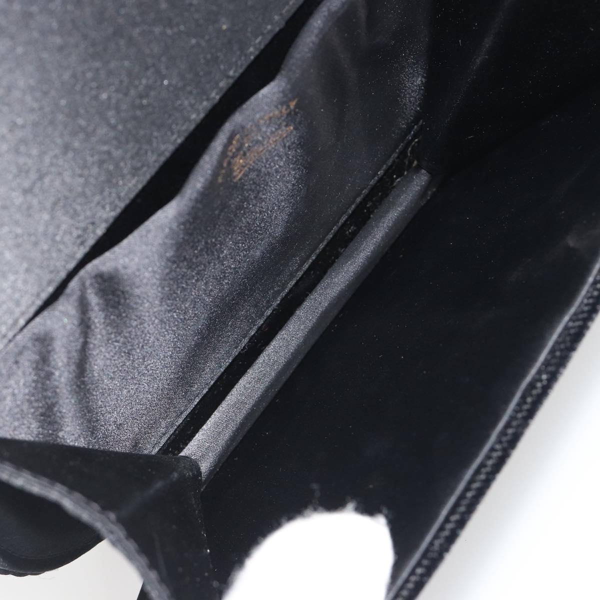 GUCCI Shoulder Bag Velor Black Gold Tone Auth ep15318