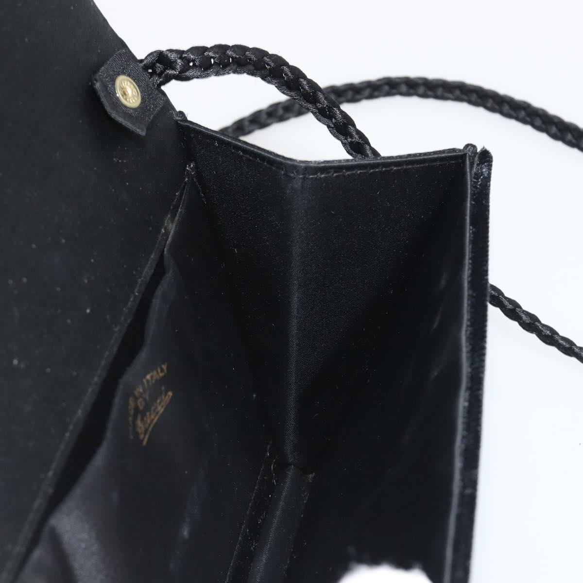 GUCCI Shoulder Bag Velor Black Gold Tone Auth ep15318
