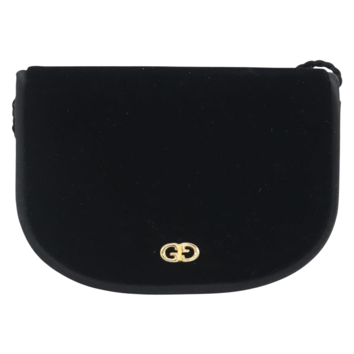 GUCCI Shoulder Bag Velor Black Gold Tone Auth ep15318