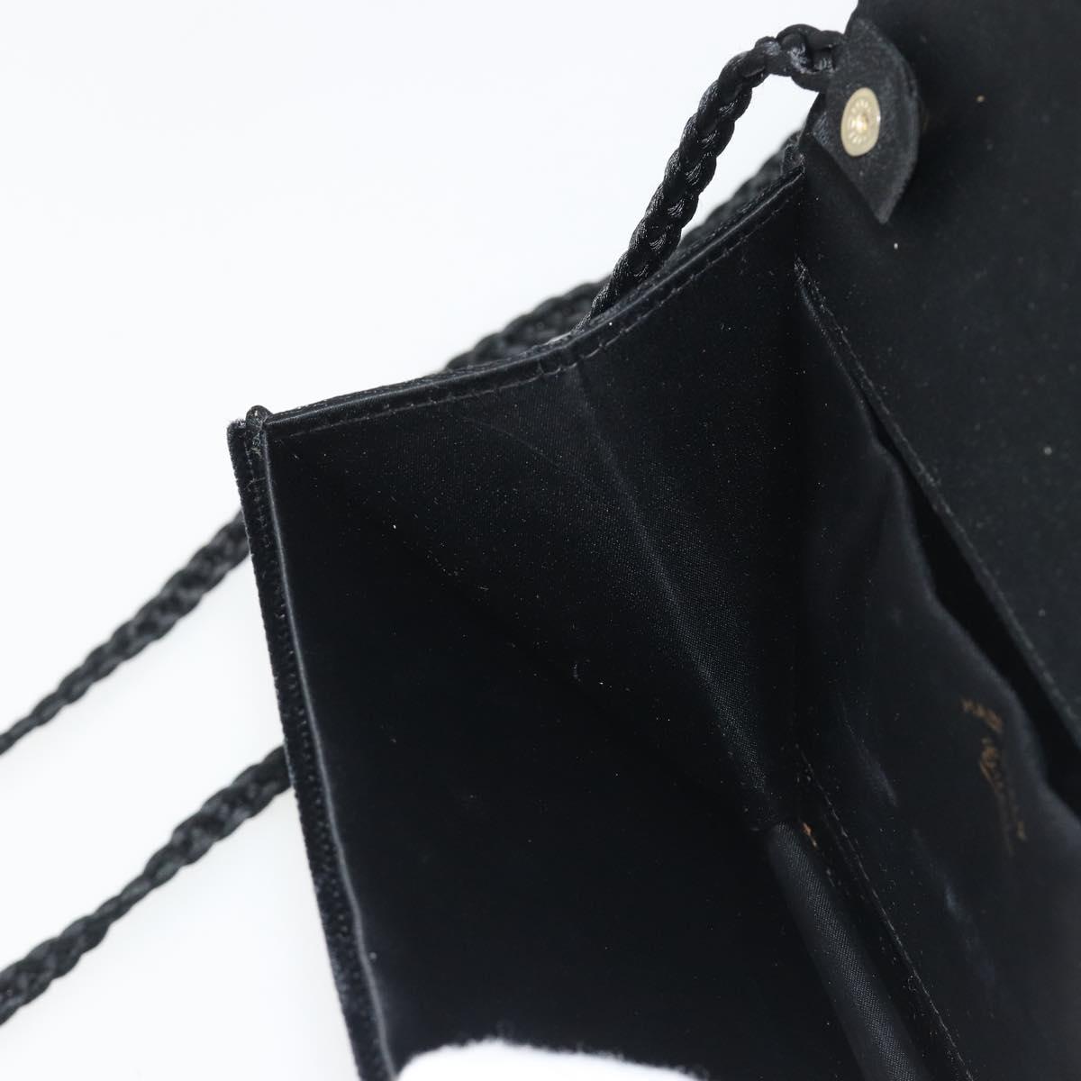 GUCCI Shoulder Bag Velor Black Gold Tone Auth ep15318
