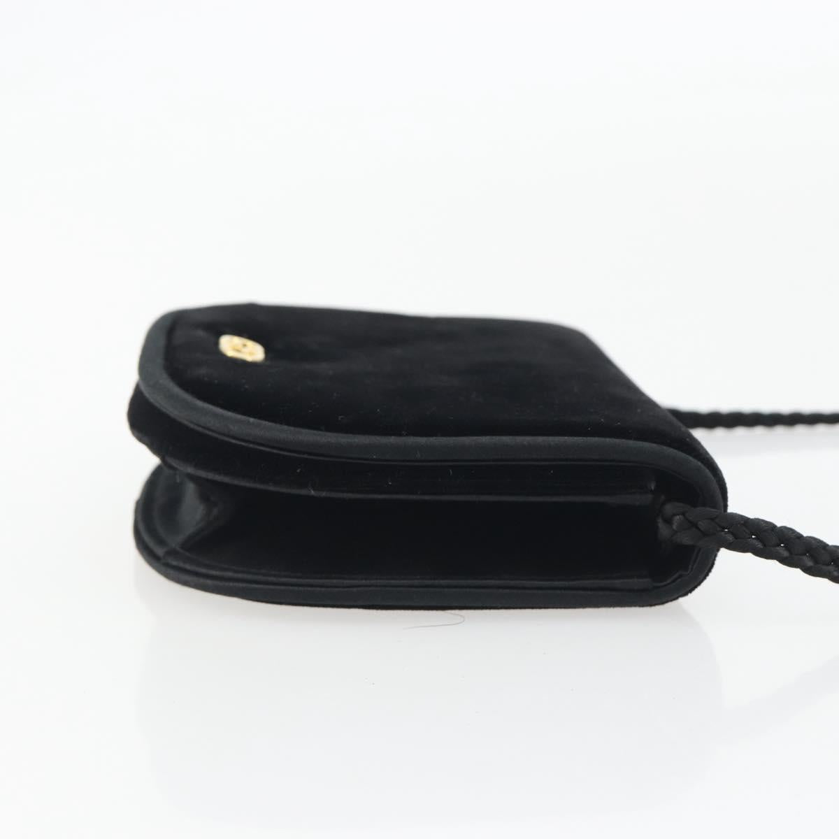 GUCCI Shoulder Bag Velor Black Gold Tone Auth ep15318