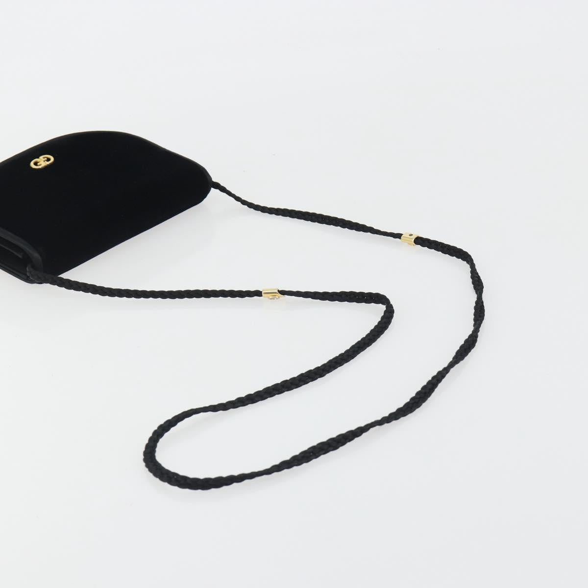 GUCCI Shoulder Bag Velor Black Gold Tone Auth ep15318