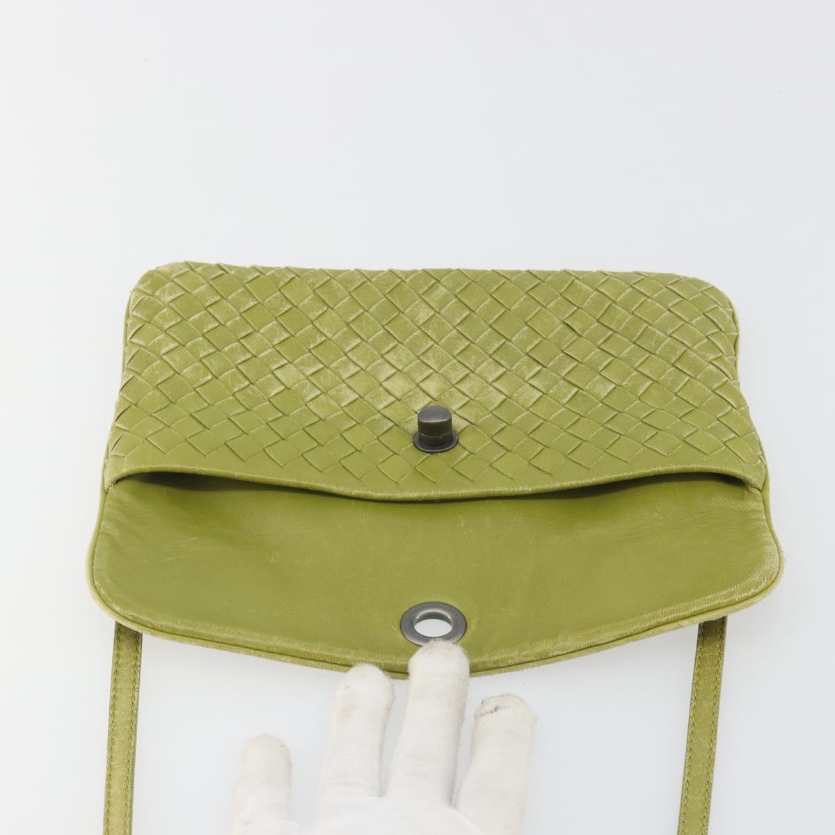 BOTTEGA VENETA INTRECCIATO Shoulder Bag Leather Green Auth ep15319