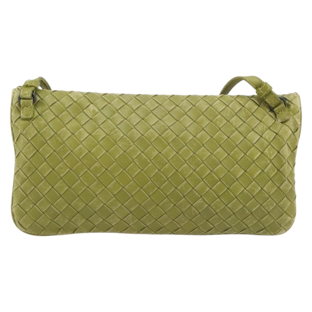 BOTTEGA VENETA INTRECCIATO Shoulder Bag Leather Green Auth ep15319