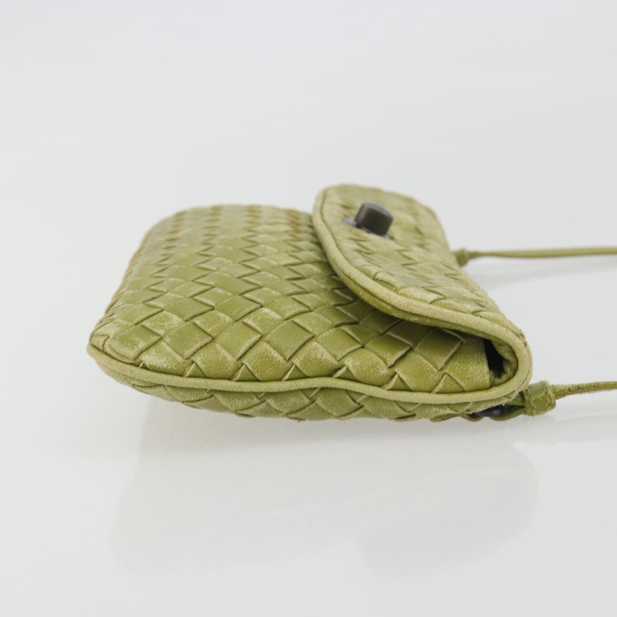 BOTTEGA VENETA INTRECCIATO Shoulder Bag Leather Green Auth ep15319