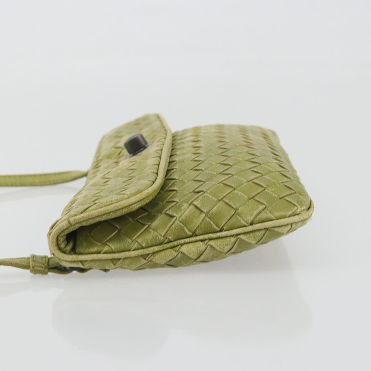 BOTTEGA VENETA INTRECCIATO Shoulder Bag Leather Green Auth ep15319