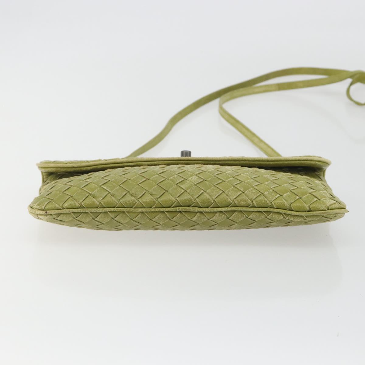 BOTTEGA VENETA INTRECCIATO Shoulder Bag Leather Green Auth ep15319