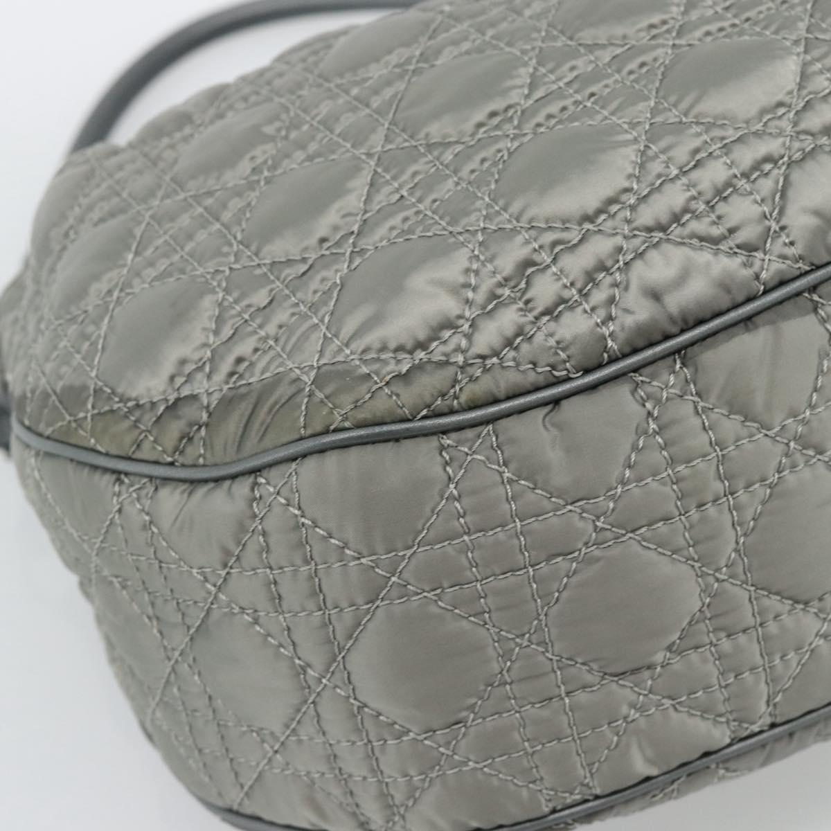Christian Dior Canage Shoulder Bag Nylon Gray Silver Auth ep15322