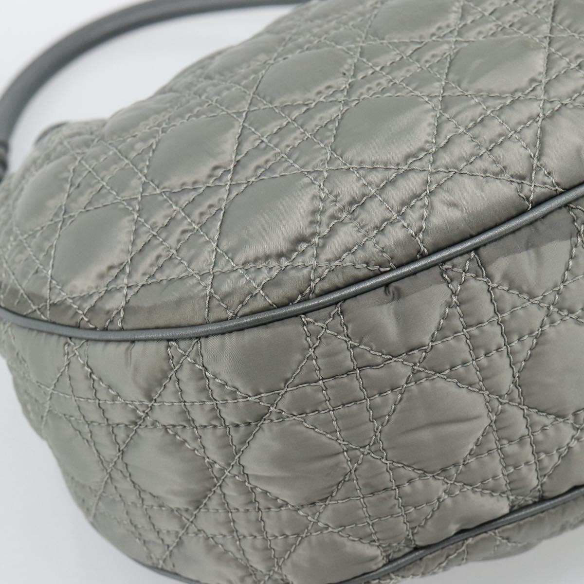 Christian Dior Canage Shoulder Bag Nylon Gray Silver Auth ep15322