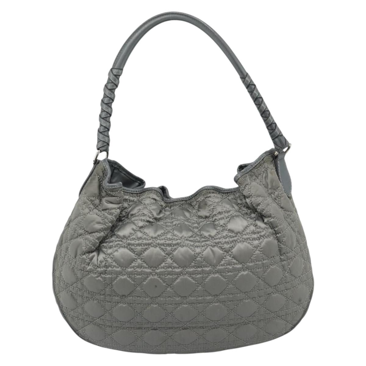 Christian Dior Canage Shoulder Bag Nylon Gray Silver Auth ep15322