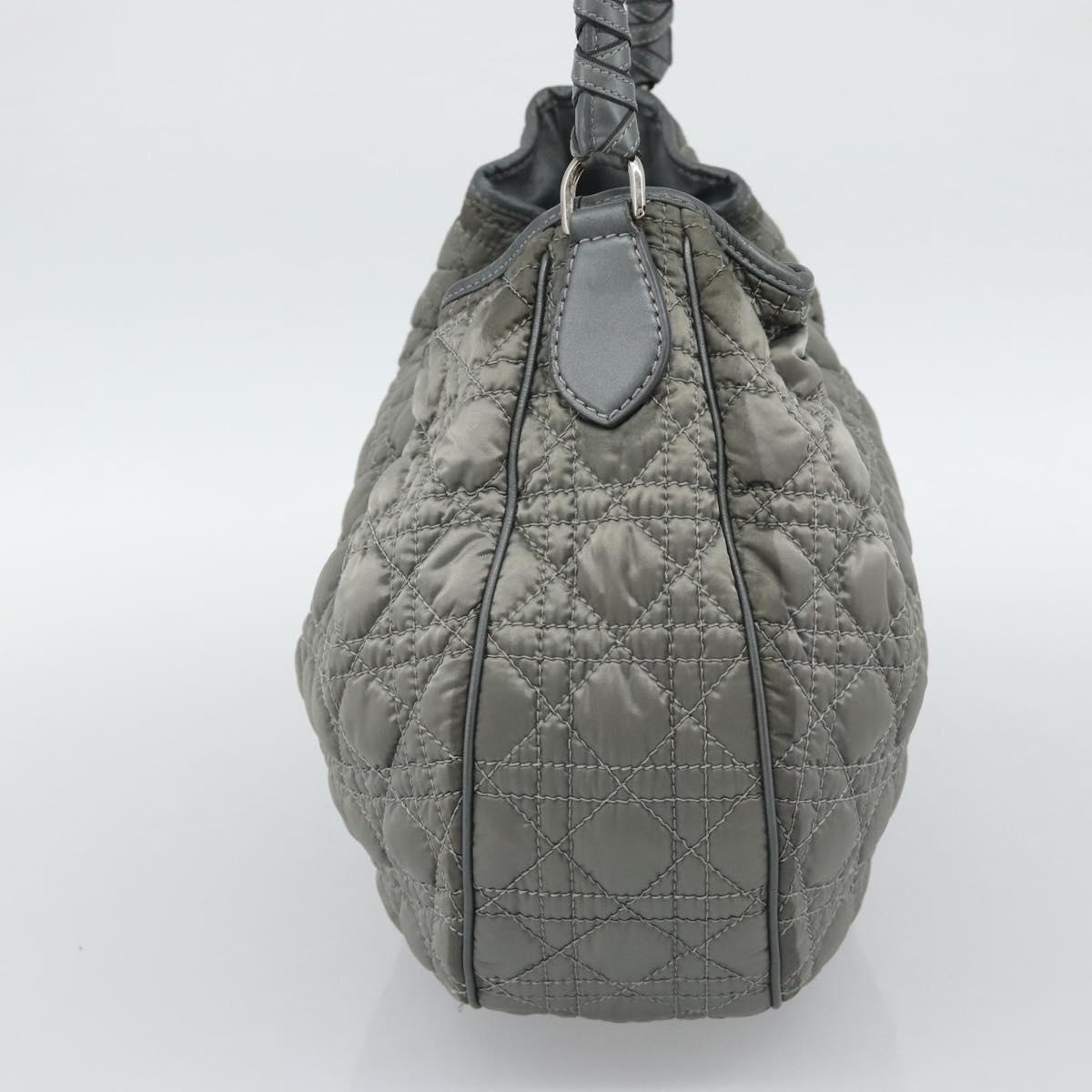 Christian Dior Canage Shoulder Bag Nylon Gray Silver Auth ep15322