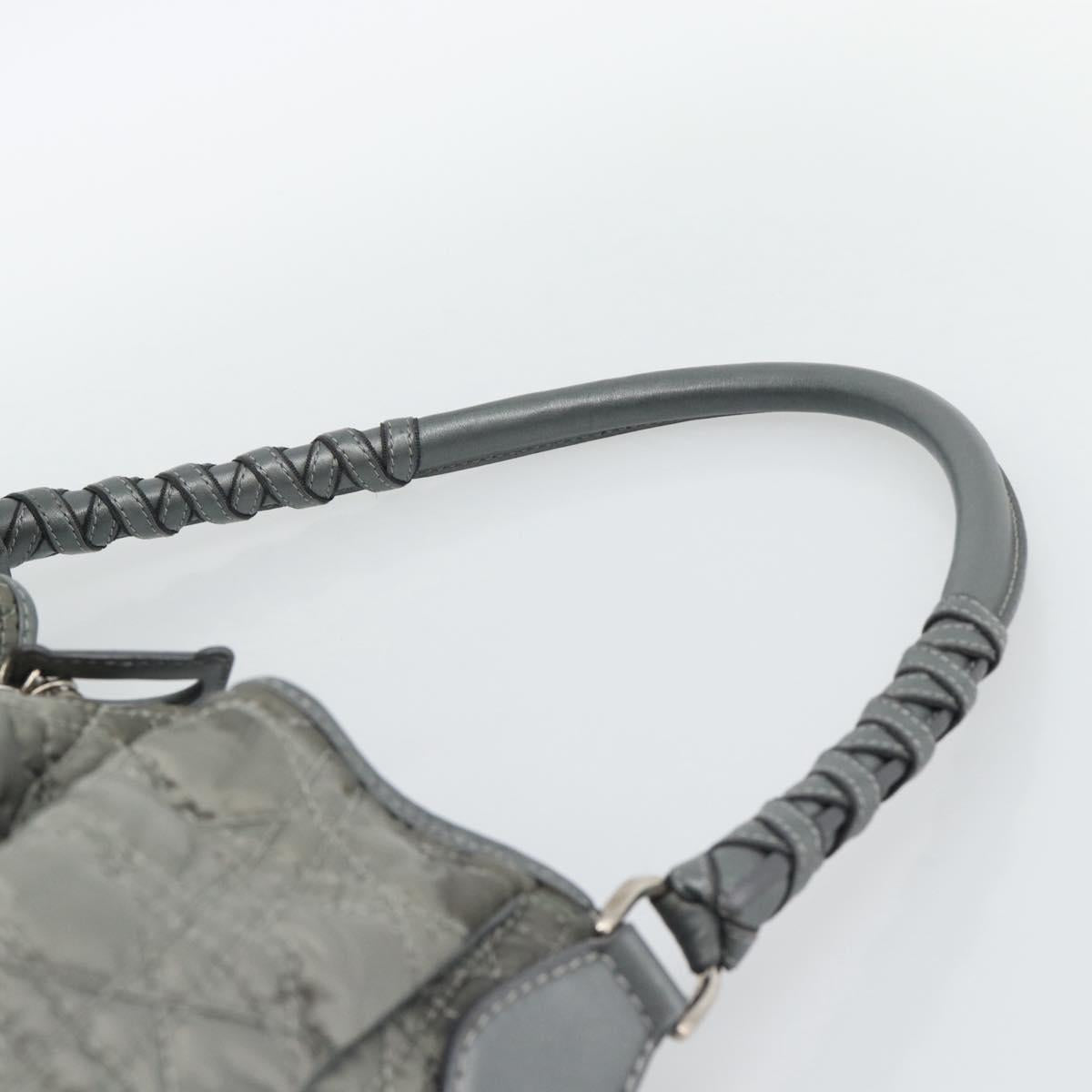 Christian Dior Canage Shoulder Bag Nylon Gray Silver Auth ep15322
