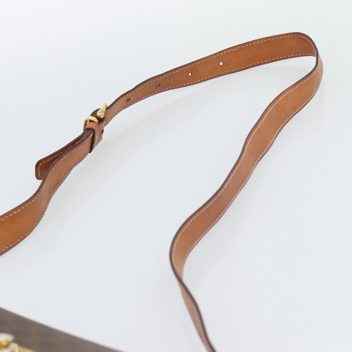 CELINE Macadam Shoulder Bag PVC Leather Brown Gold Tone Auth ep15326