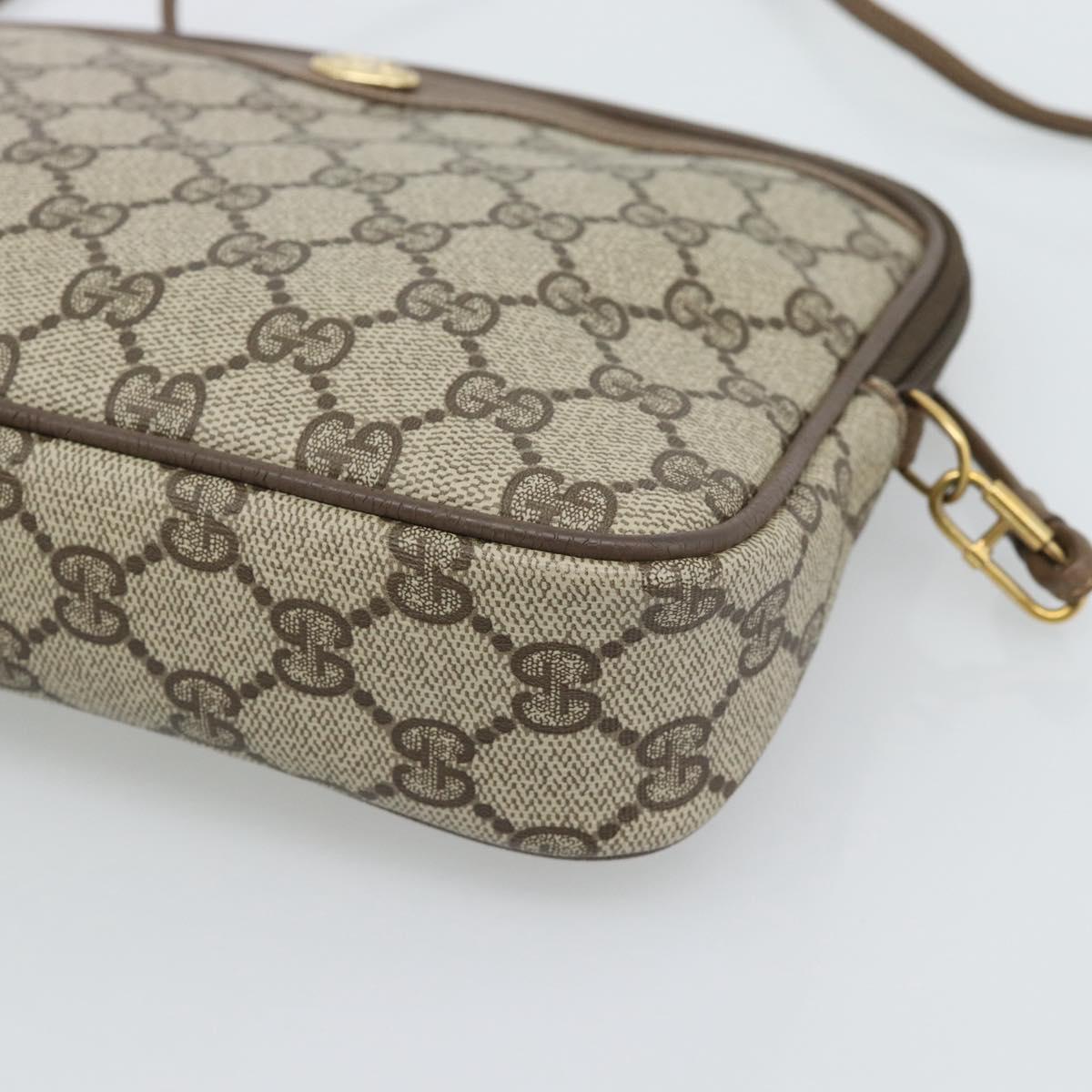 GUCCI GG Supreme Shoulder Bag PVC Leather Beige Gold Tone Auth ep15327