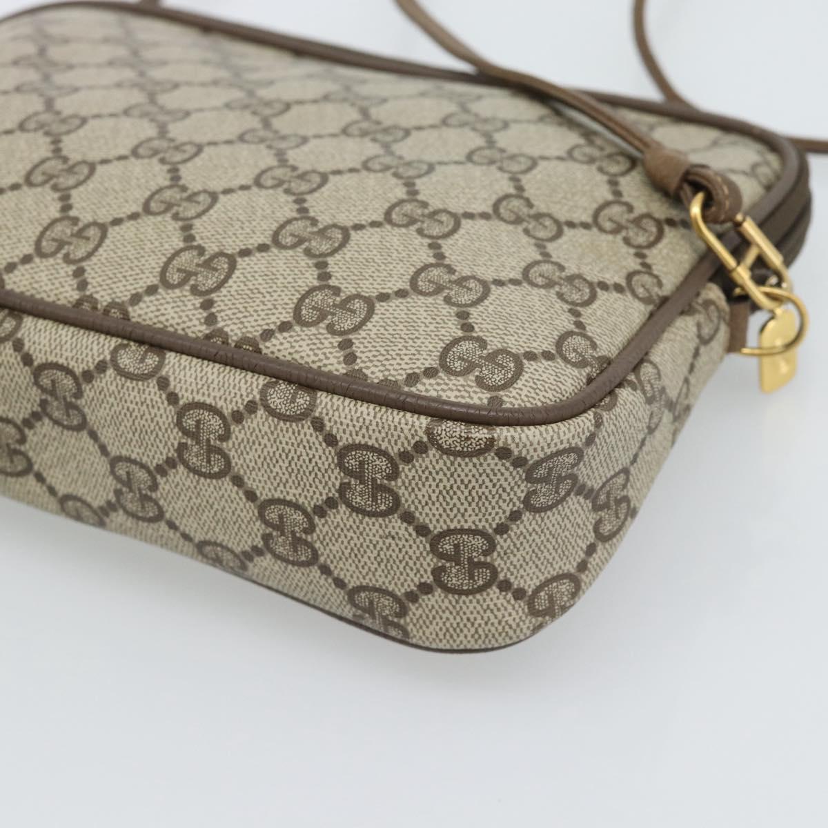 GUCCI GG Supreme Shoulder Bag PVC Leather Beige Gold Tone Auth ep15327