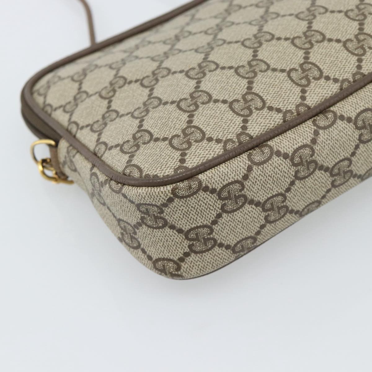 GUCCI GG Supreme Shoulder Bag PVC Leather Beige Gold Tone Auth ep15327