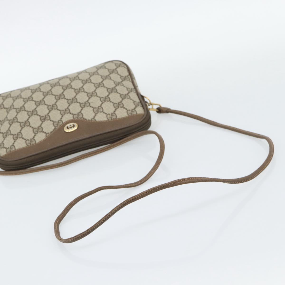 GUCCI GG Supreme Shoulder Bag PVC Leather Beige Gold Tone Auth ep15327
