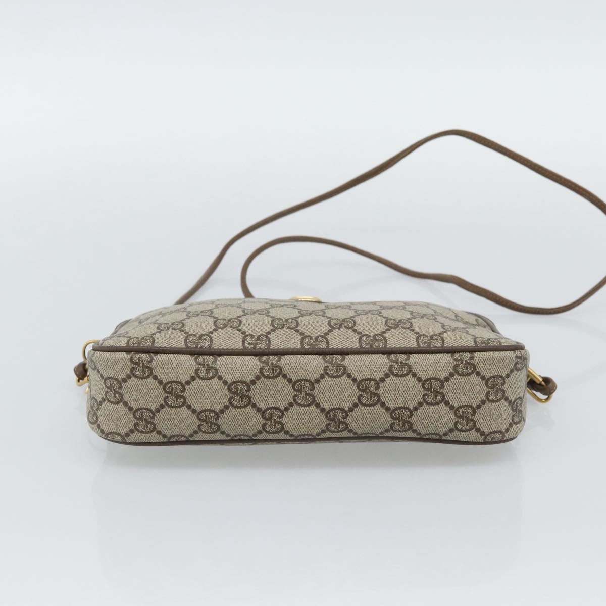 GUCCI GG Supreme Shoulder Bag PVC Leather Beige Gold Tone Auth ep15327