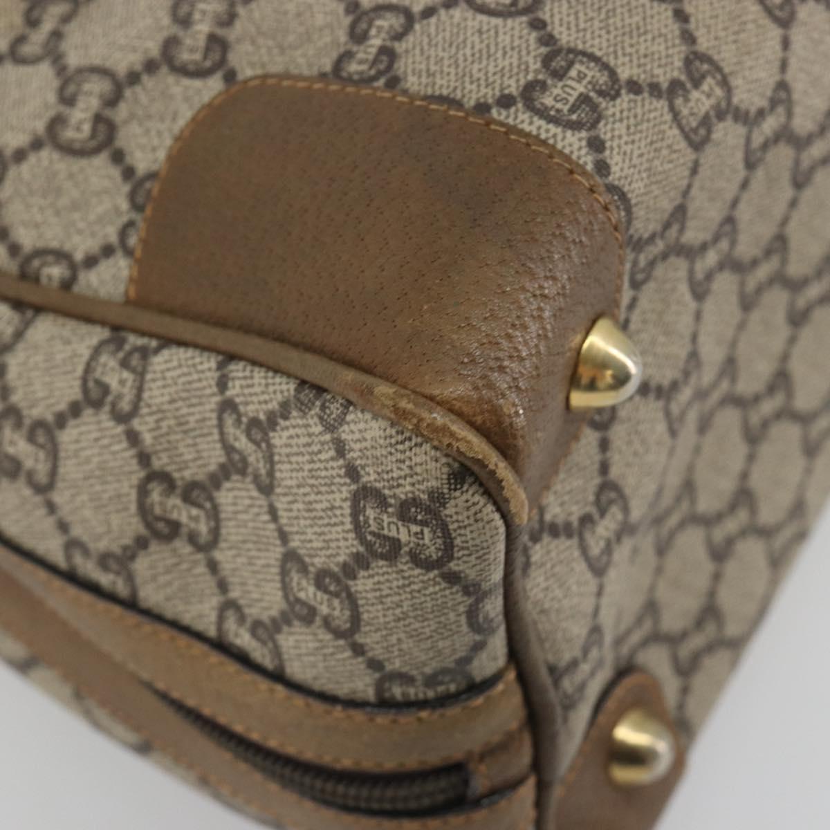 GUCCI GUCCI Plus Supreme Hand Bag PVC Beige Gold Tone Auth ep15328