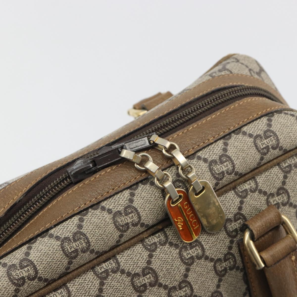 GUCCI GUCCI Plus Supreme Hand Bag PVC Beige Gold Tone Auth ep15328