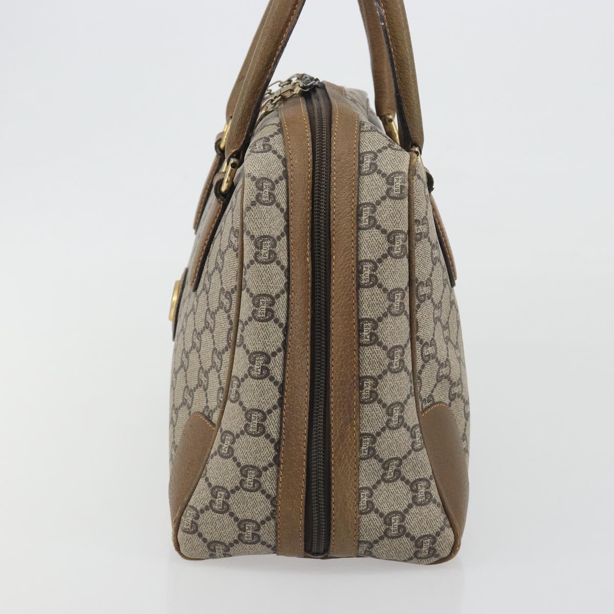 GUCCI GUCCI Plus Supreme Hand Bag PVC Beige Gold Tone Auth ep15328