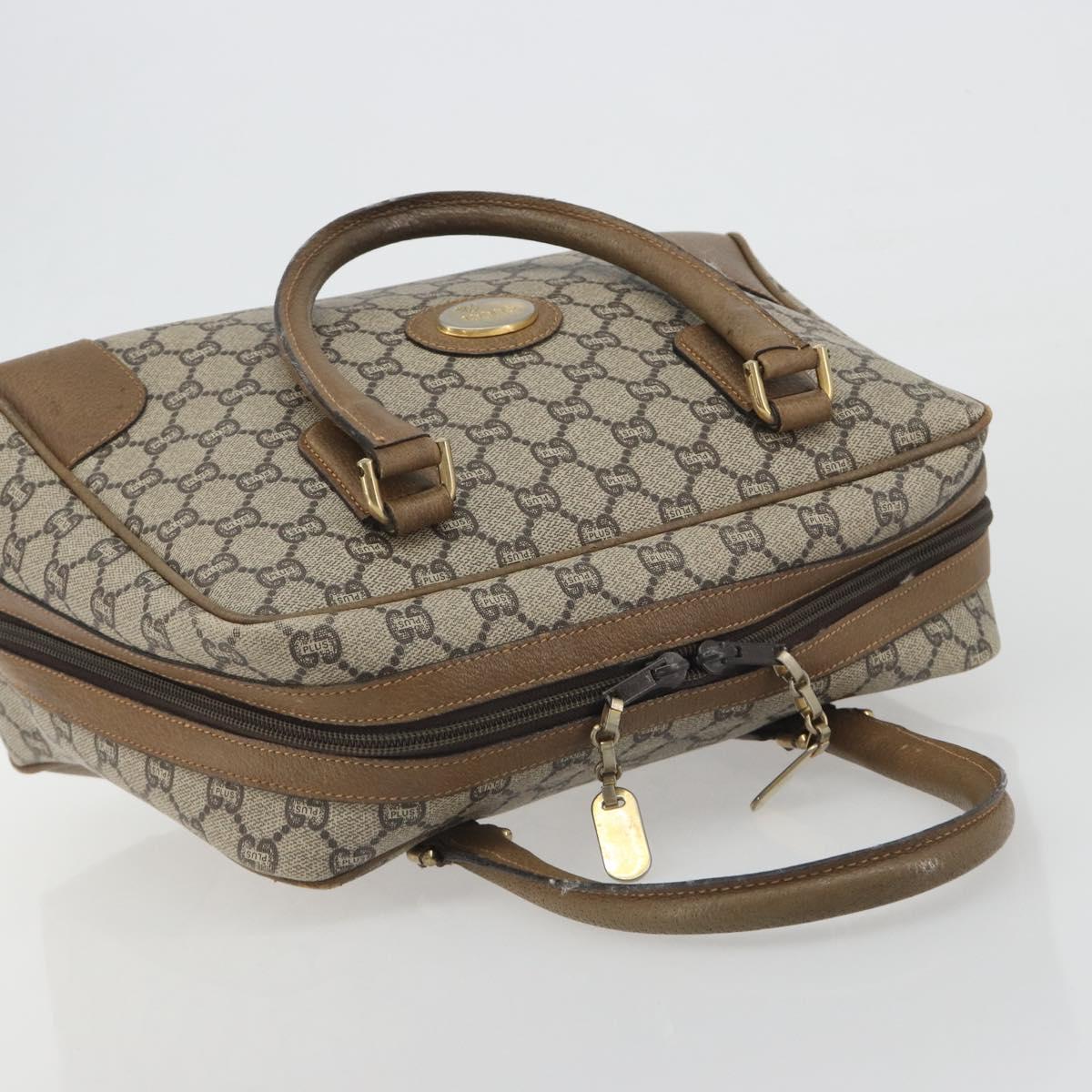 GUCCI GUCCI Plus Supreme Hand Bag PVC Beige Gold Tone Auth ep15328